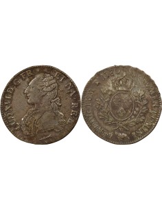 Louis XVI Au Buste Habillé 1 ecu Argent 1780 Pau