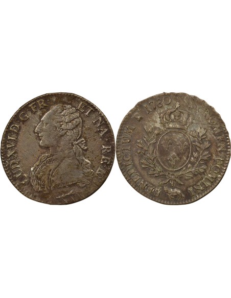 Louis XVI Au Buste Habillé 1 ecu Argent 1780 Pau