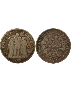 Union & Force 5 francs Argent An 8 L Bayonne