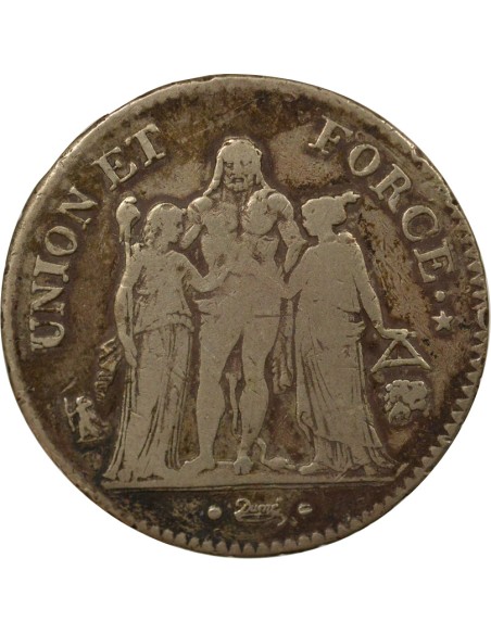 Union & Force 5 francs Argent An 8 L Bayonne