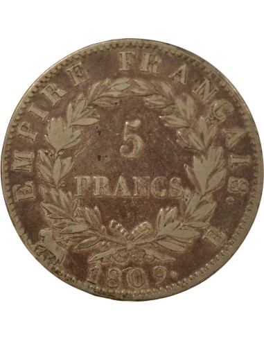 Roi d'Italie Empire 5 francs Argent 1809 B Rouen