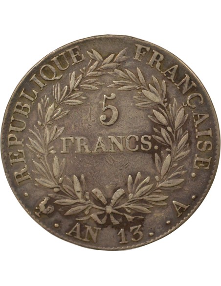 Roi d'Italie Cal. Révolutionnaire 5 francs Argent An 13 A - Paris