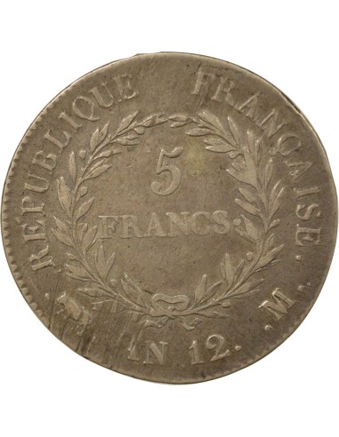 Roi d'Italie Consulat 5 francs Argent An 12 M Toulouse
