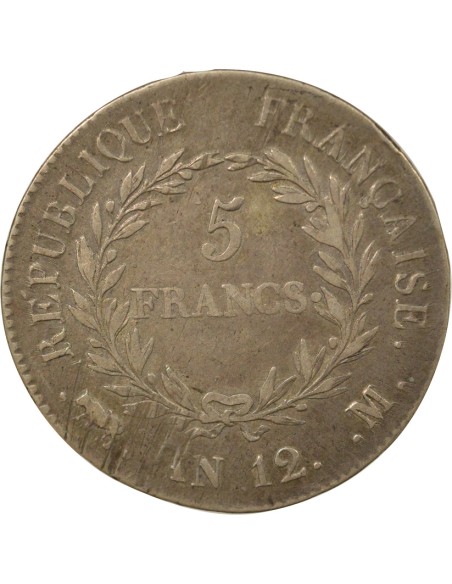 Roi d'Italie Consulat 5 francs Argent An 12 M Toulouse