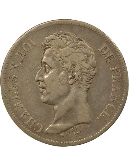 Charles X 1er Type 5 francs Argent 1826 H La Rochelle