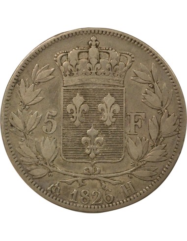 Charles X 1er Type 5 francs Argent 1826 H La Rochelle