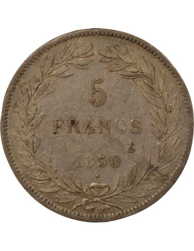 Louis-Philippe Ier Tr. en Relief 5 francs Argent 1830 A - Paris