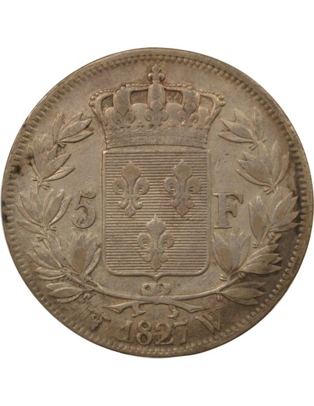 Charles X 2e Type 5 francs Argent 1827 W Lille