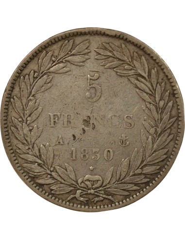 Louis-Philippe Ier Tr. en Creux 5 francs Argent 1830 A - Paris