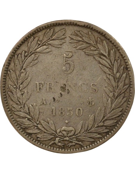 Louis-Philippe Ier Tr. en Creux 5 francs Argent 1830 A - Paris