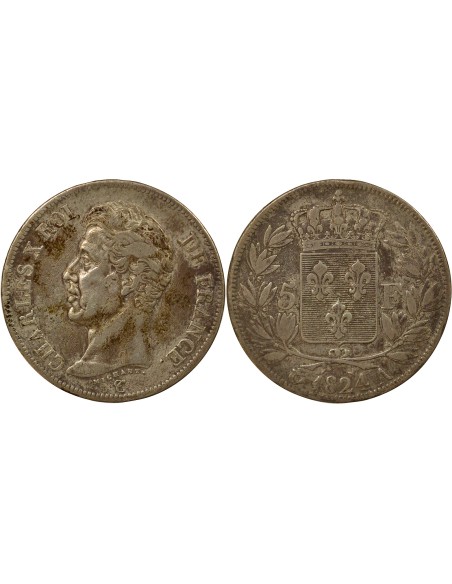 Charles X 1er Type 5 francs Argent 1824 A - Paris