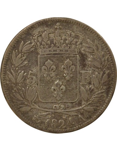 Charles X 1er Type 5 francs Argent 1824 A - Paris