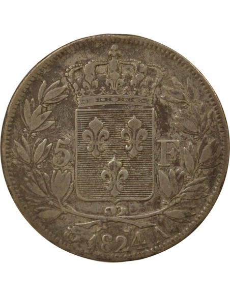 Charles X 1er Type 5 francs Argent 1824 A - Paris