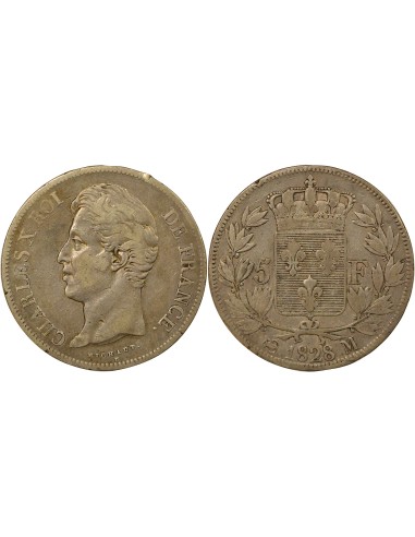 Charles X 2e Type 5 francs Argent 1828 M Toulouse