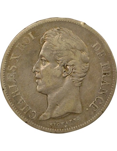 Charles X 2e Type 5 francs Argent 1828 M Toulouse