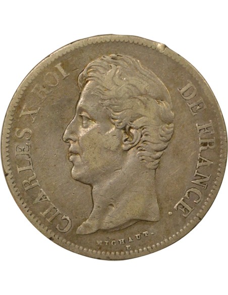 Charles X 2e Type 5 francs Argent 1828 M Toulouse