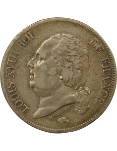 Louis XVIII Au Buste Habillé 5 francs Argent 1824 A - Paris 2