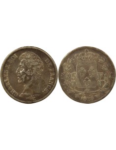 Charles X 1er Type 5 francs Argent 1825 W Lille