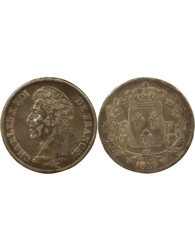 Charles X 1er Type 5 francs Argent 1825 W Lille
