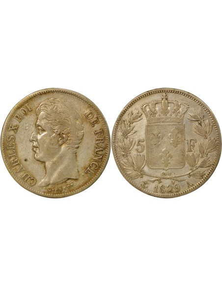Charles X 2e Type 5 francs Argent 1829 A - Paris