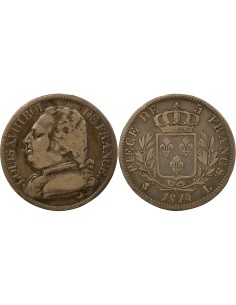 Louis XVIII Au Buste Habillé 5 francs Argent 1814 L Bayonne