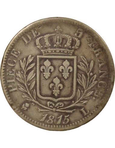 Louis XVIII Au Buste Habillé 5 francs Argent 1815 L Bayonne