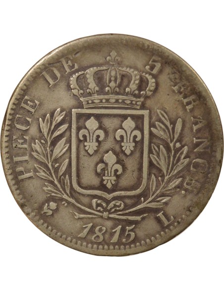 Louis XVIII Au Buste Habillé 5 francs Argent 1815 L Bayonne