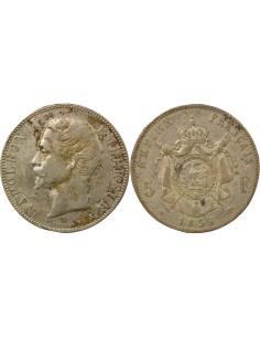 Napoléon III Tête nue 5 francs Argent 1855 A - Paris