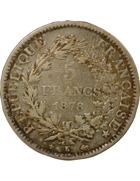 Hercule 5 francs Argent 1878 K Bordeaux