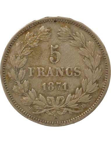 Sans Légende 5 francs Argent 1871 K Bordeaux