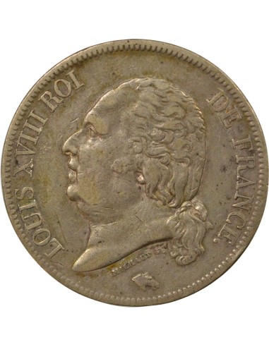 Louis XVIII Au Buste Habillé 5 francs Argent 1821 A - Paris