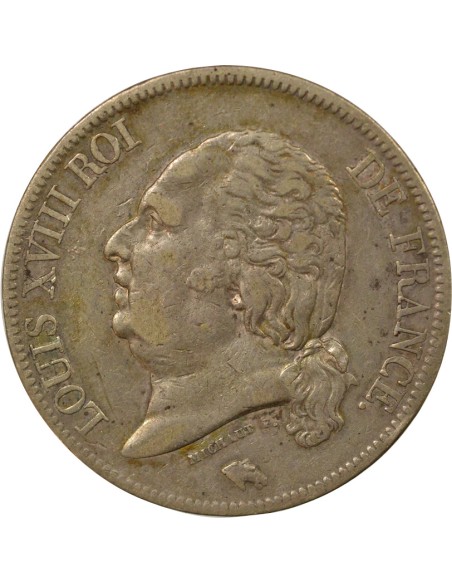 Louis XVIII Au Buste Habillé 5 francs Argent 1821 A - Paris