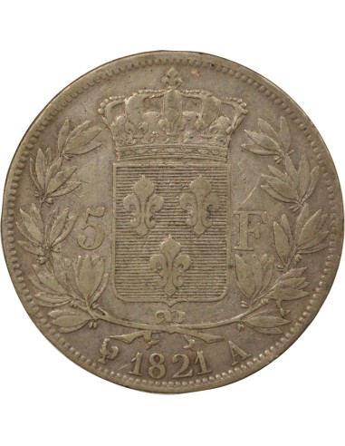 Louis XVIII Au Buste Habillé 5 francs Argent 1821 A - Paris