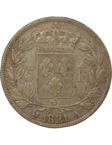 Louis XVIII Au Buste Habillé 5 francs Argent 1821 A - Paris