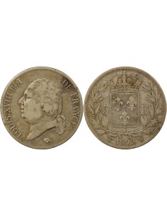 Louis XVIII Au Buste Habillé 5 francs Argent 1823 W Lille