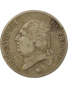Louis XVIII Au Buste Habillé 5 francs Argent 1823 W Lille 2