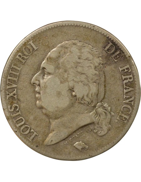 Louis XVIII Au Buste Habillé 5 francs Argent 1823 W Lille