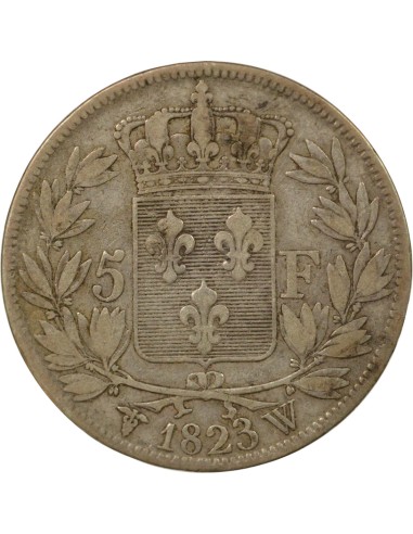 Louis XVIII Au Buste Habillé 5 francs Argent 1823 W Lille