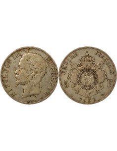 Napoléon III Tête nue 5 francs Argent 1856 BB Strasbourg