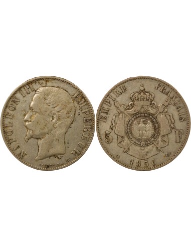 Napoléon III Tête nue 5 francs Argent 1856 BB Strasbourg