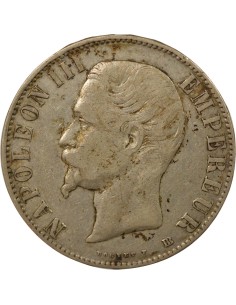 Napoléon III Tête nue 5 francs Argent 1856 BB Strasbourg 2