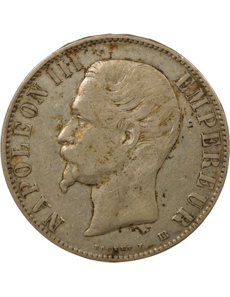 Napoléon III Tête nue 5 francs Argent 1856 BB Strasbourg
