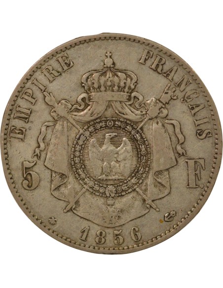 Napoléon III Tête nue 5 francs Argent 1856 BB Strasbourg