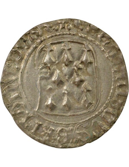 Duché de Bretagne François II de Bretagne à la Targe 1 blanc Billon 1458-1488 9 Rennes
