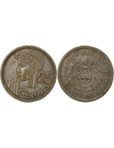Guatemala 25 centavos Argent 1955 Guatemala