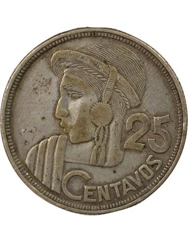 Guatemala 25 centavos Argent 1955 Guatemala