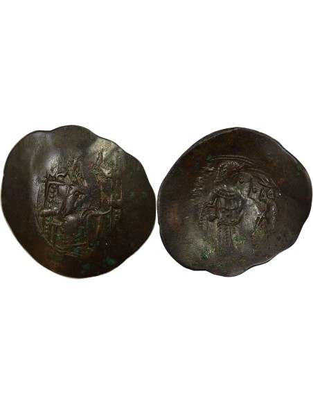 Empire Byzantin Isaac II Ange 1 aspron trachy Billon 1185 - 1195 Constantinople