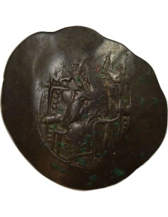 Empire Byzantin Isaac II Ange 1 aspron trachy Billon 1185 - 1195 Constantinople 2