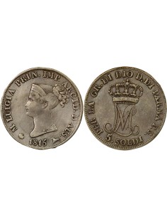 Etats Italiens Marie-Louise d'Autriche 5 soldi Argent 1815 M Milan