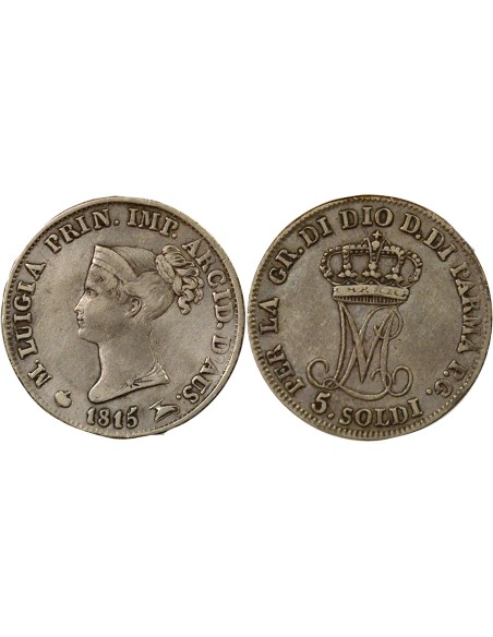 Etats Italiens Marie-Louise d'Autriche 5 soldi Argent 1815 M Milan